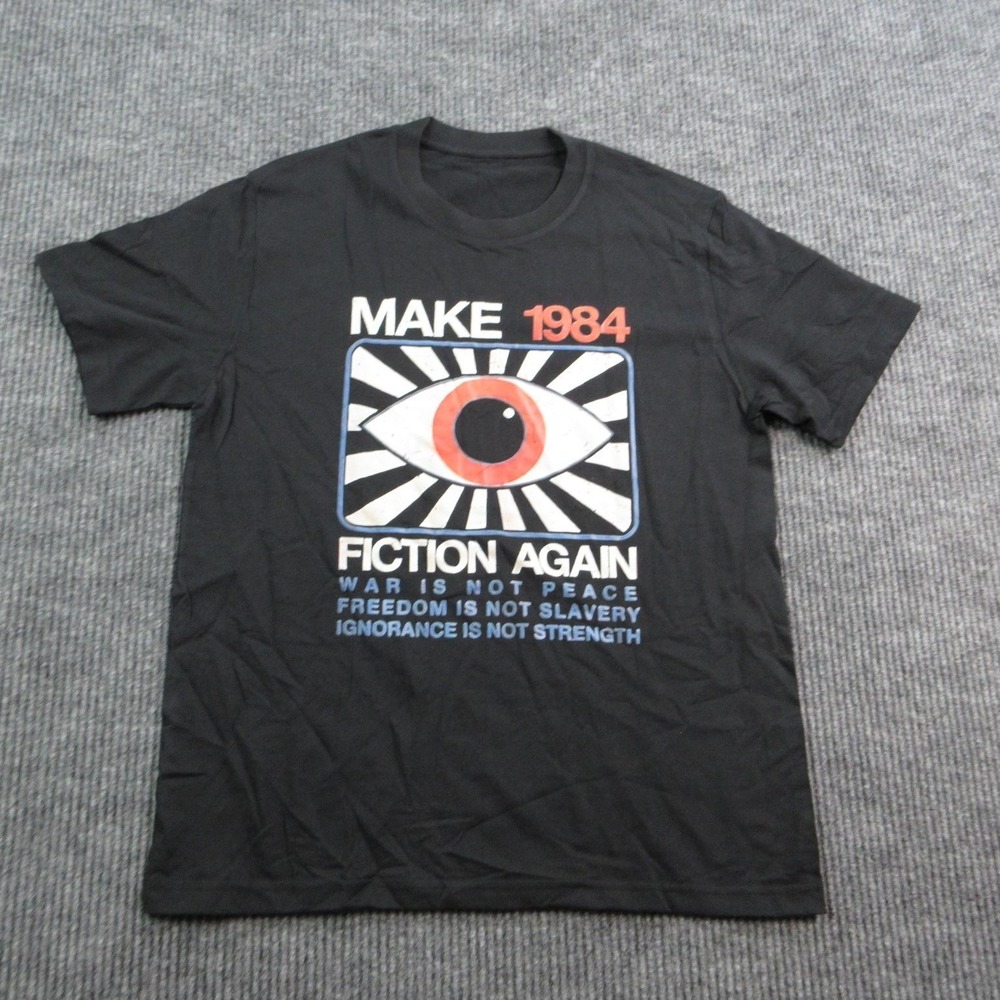 Make 1984 Fiction Again Shirt Mens M Black Short Sleeve Crew Neck Graphic Tee